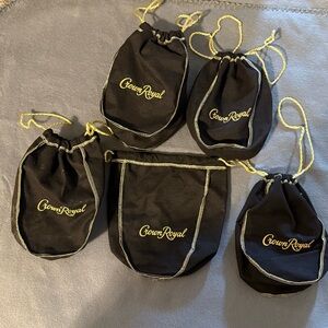 Crown Royal Black Drawstring Bags Set Of Five